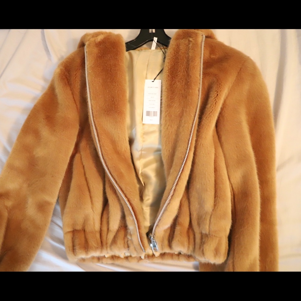 * SOLD *Helmut lang faux mink bomber jacket